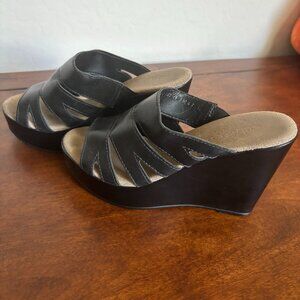 Cathy Jean Leather Wedge Platform Heels